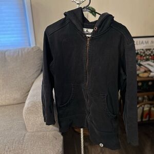 American Giant Black Thick Distressed Hoodie Full Zip Men’s Medium cotton